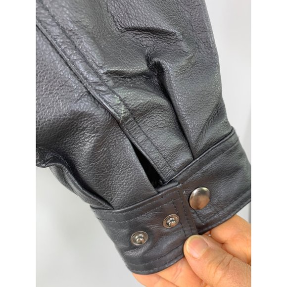 Mens St Johns Bay Black Leather Aviator Jacket Insulated Size Large GUC 6662 - Picture 7 of 13